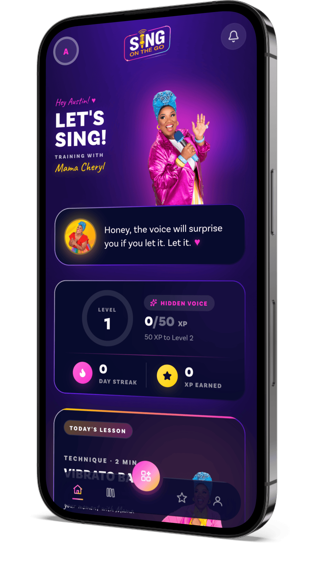 Sing on the Go home screen