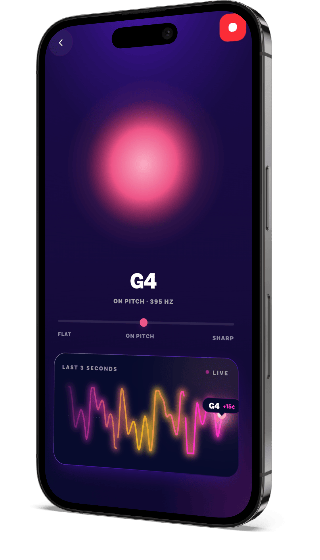 Real-time pitch monitor screen